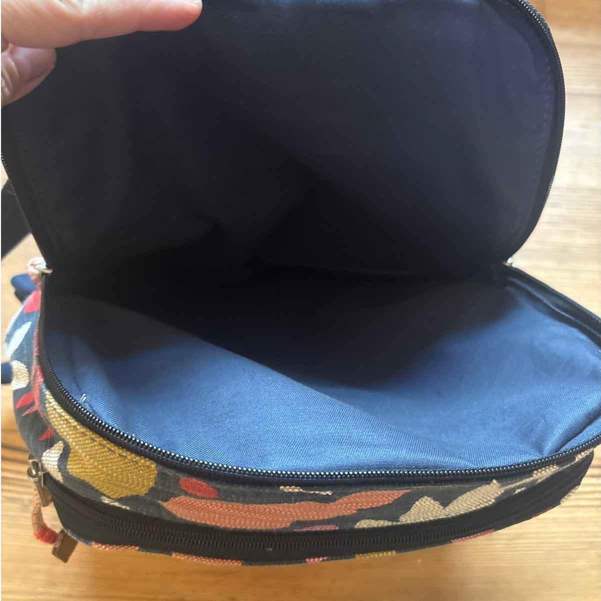 Fossil Blake navy pink floral two compartment laptop backpack