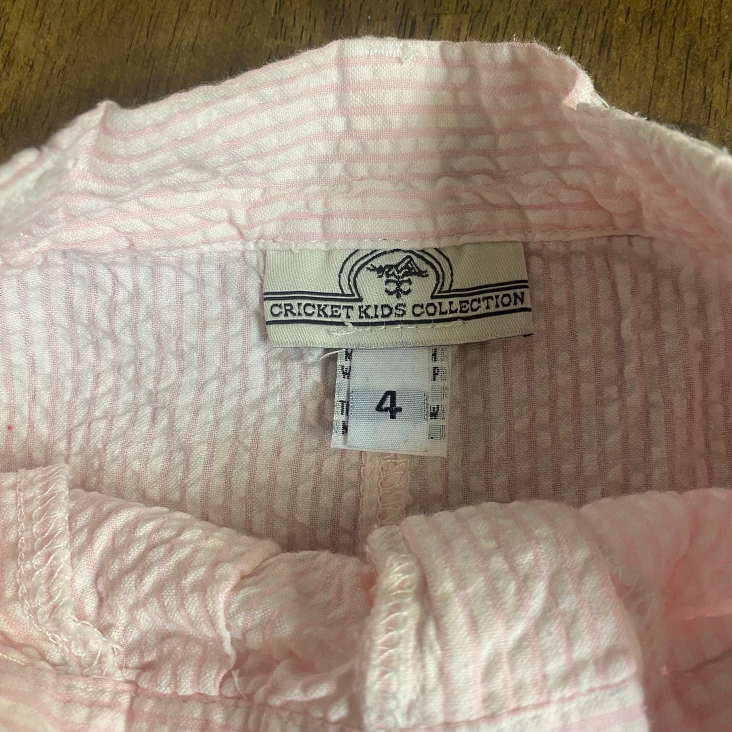 Cricket Kids pink white seersucker sailboard embroidered girls shorts SIZE 4