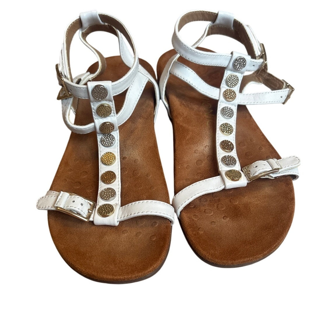 Vionic Hailey white leather metallic studded gladiator strappy sandals SIZE 7