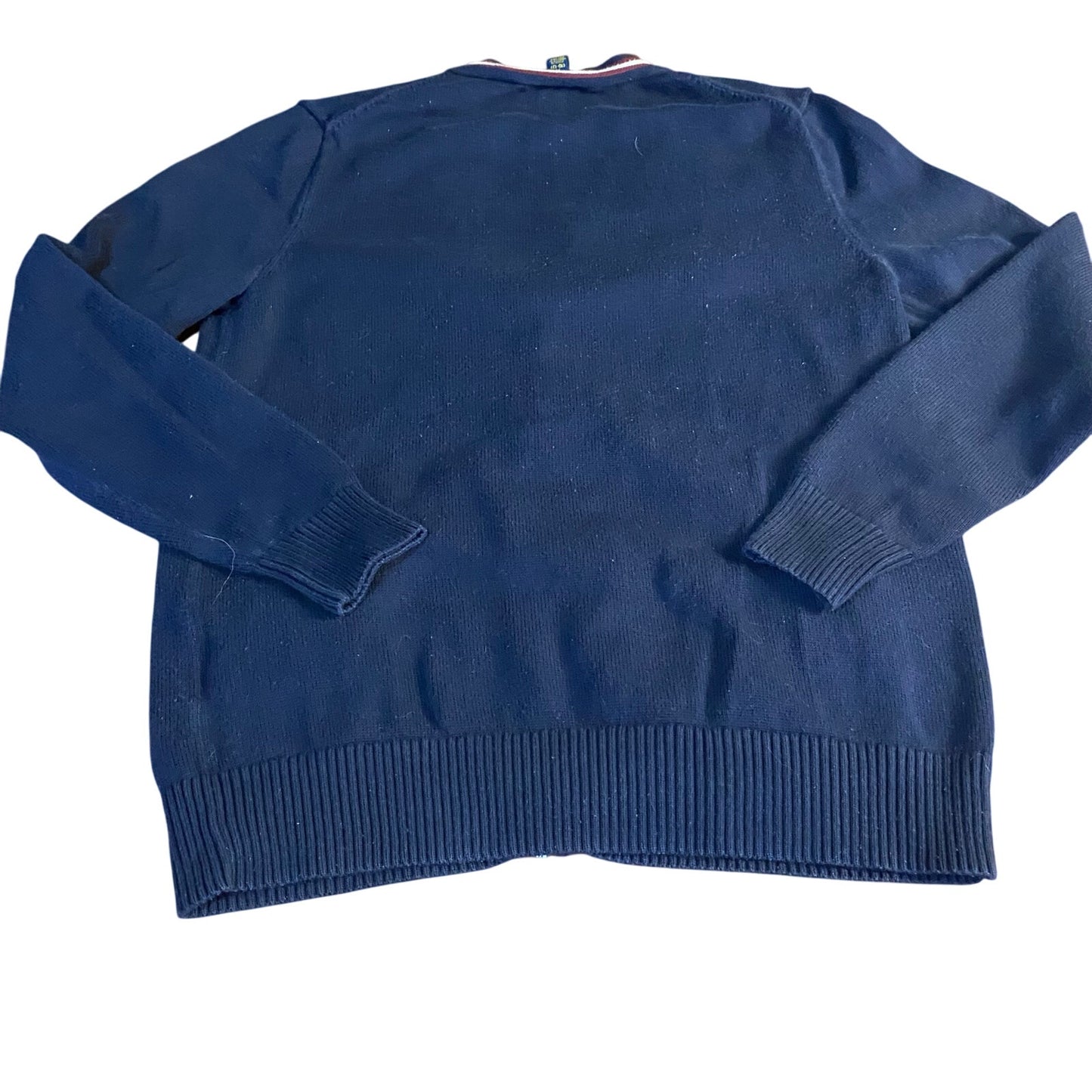 Polo Ralph Lauren dark blue red white striped cotton cardigan sweater SIZE M