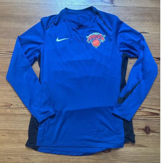 Nike Dri-Fit New York Knicks basketball blue long sleeve shirt SIZE L