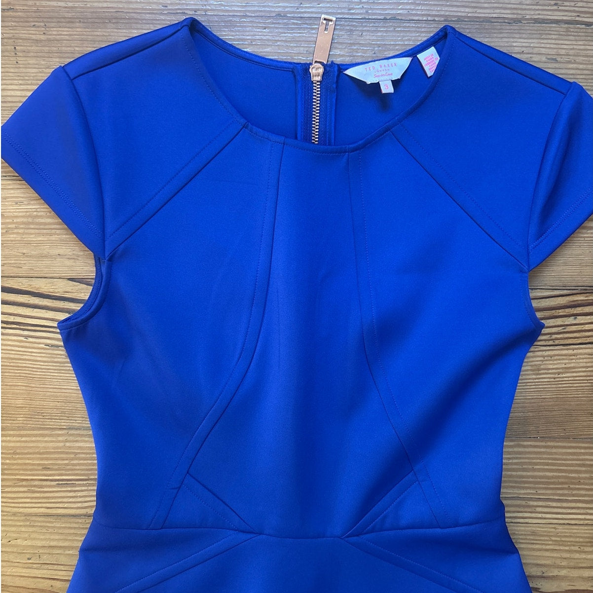Ted Baker London royal blue fit flare cap sleeve scuba mini dress SIZE 6