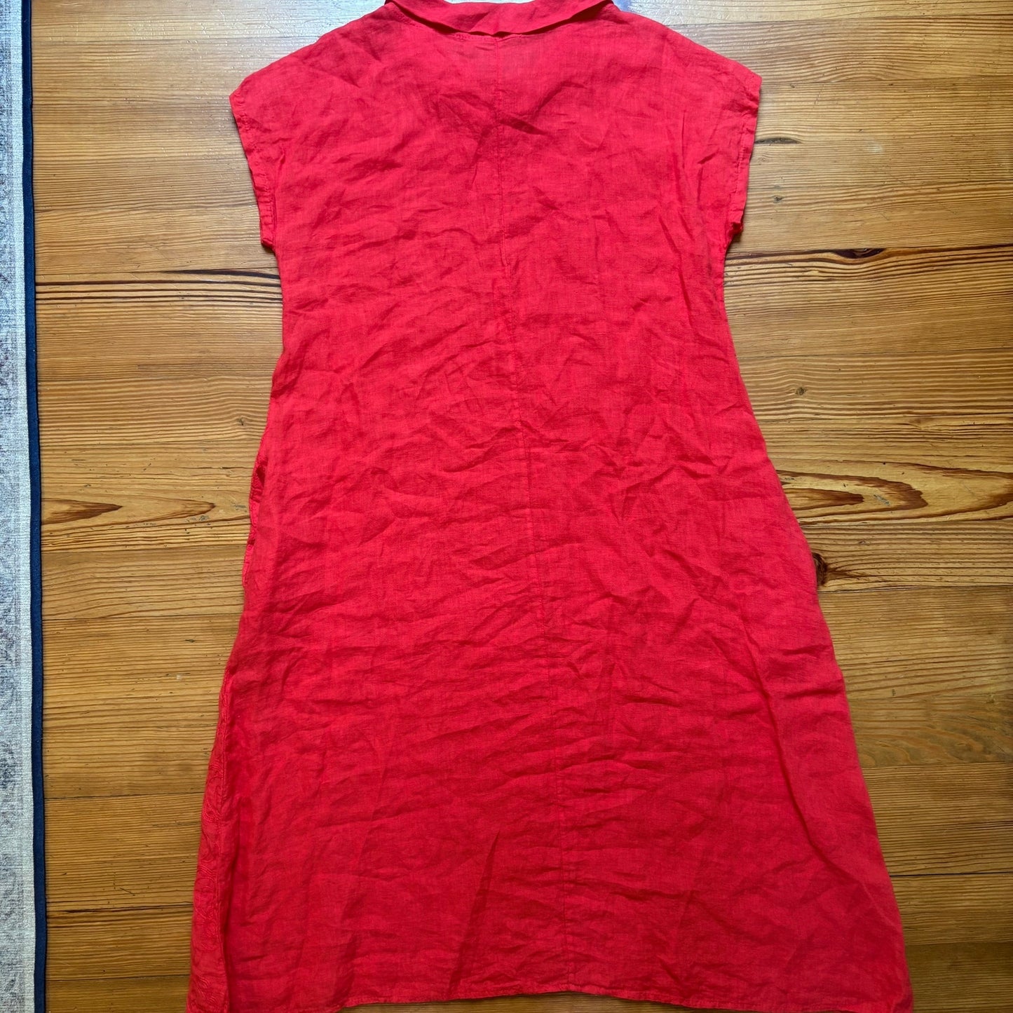 Lungo L'arno red cowl neck linen floral stitching maxi dress SIZE L