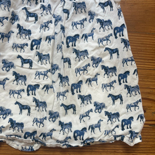 Sweet Magnolia white blue horse print sleeveless fringe shirt SIZE 4T