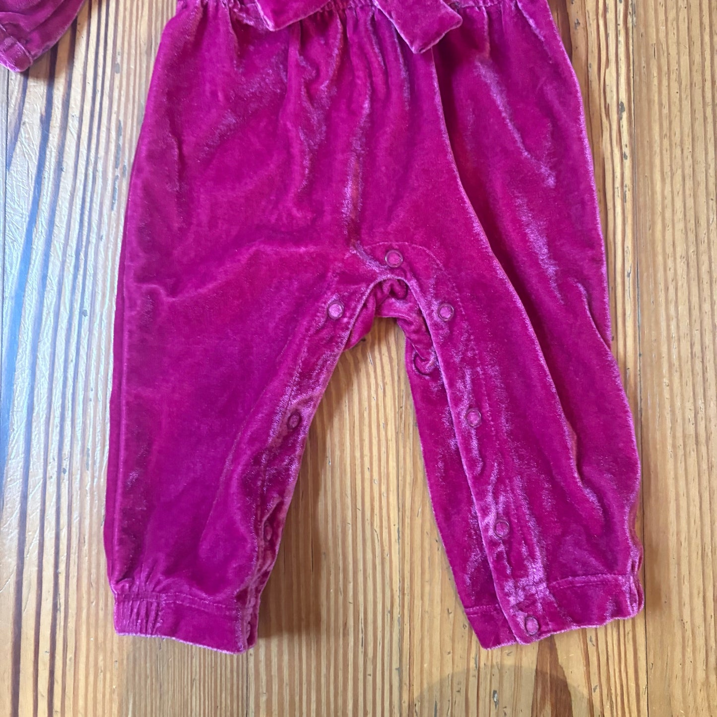 Just One You Carter's pink velvet long sleeve bow one piece romper SIZE 9M