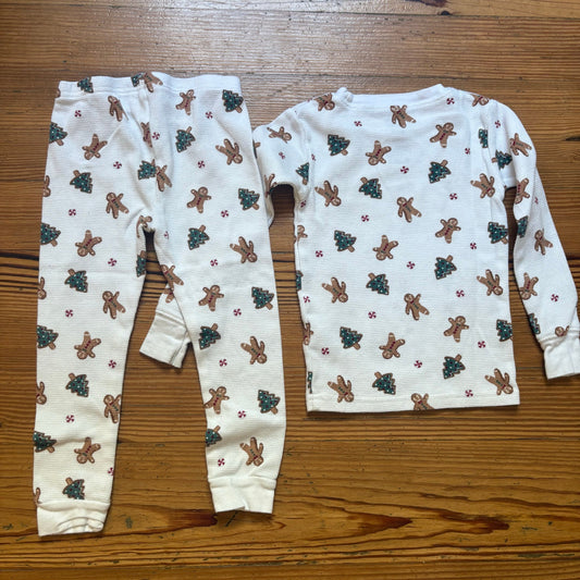 Carter's white thermal Christmas long sleeve pant toddler pajama set SIZE 3