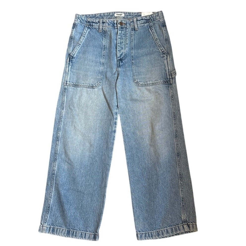 VTG Wrangler light wash carpenter cargo button fly jean pants SIZE LW27 L32