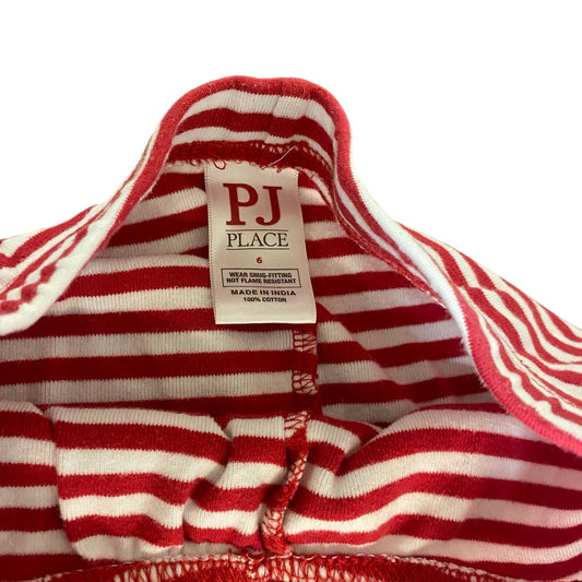 PJ Place red white striped Santa Christmas long sleeve pant pajama set SIZE 6