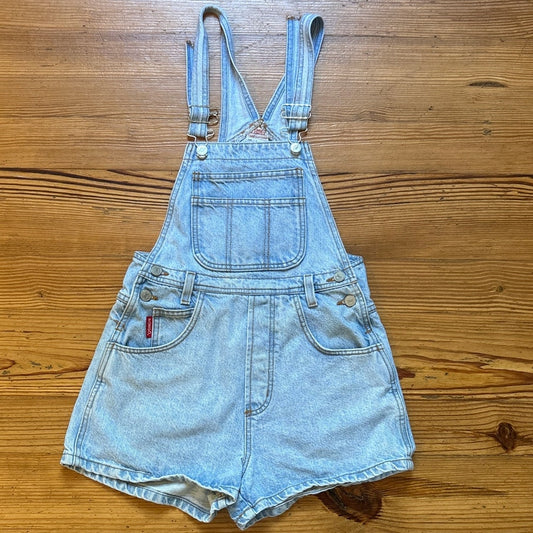 Bongo vintage 90s light wash denim overall shorts SIZE M