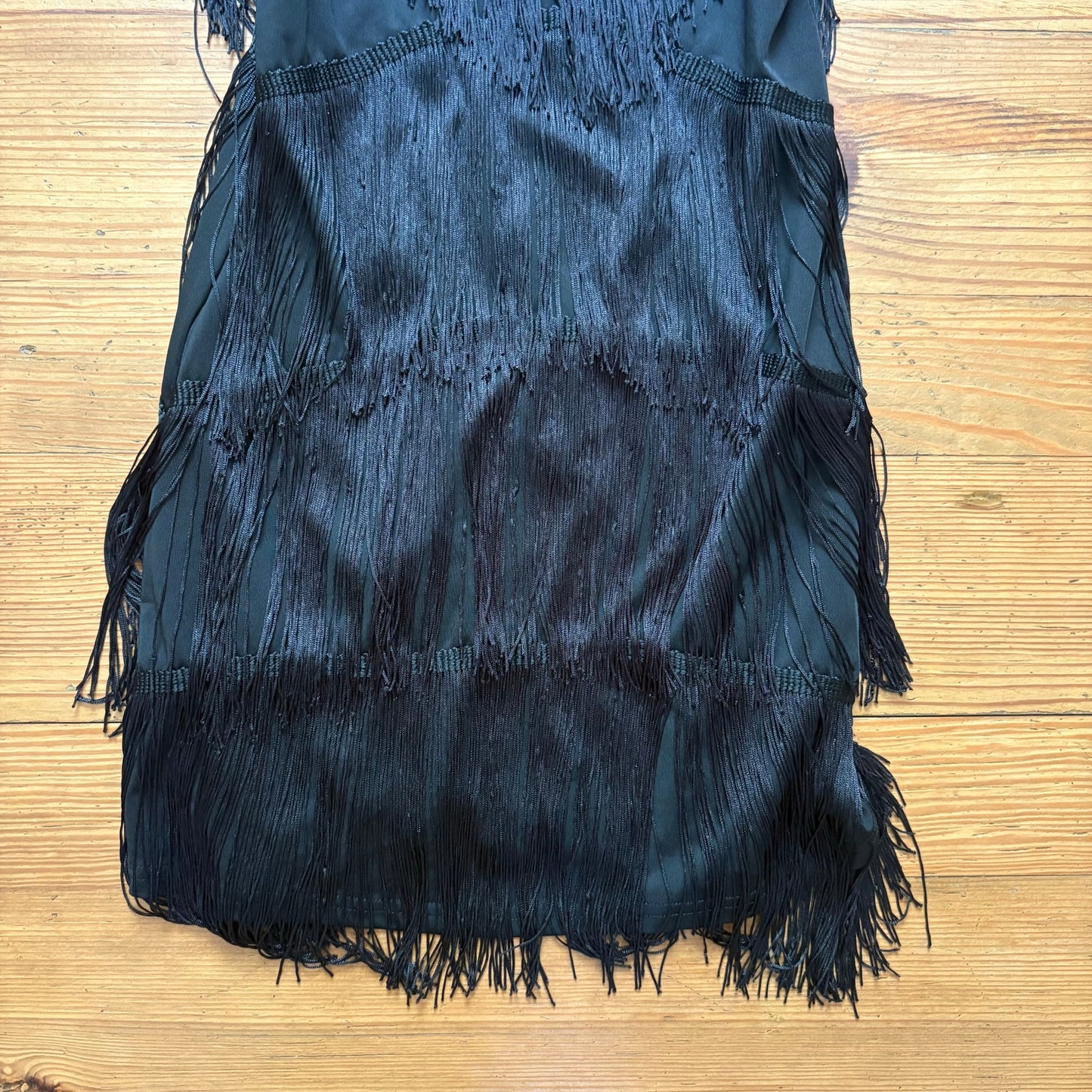 Shein black layered fringe flapper cami mini dress SIZE S