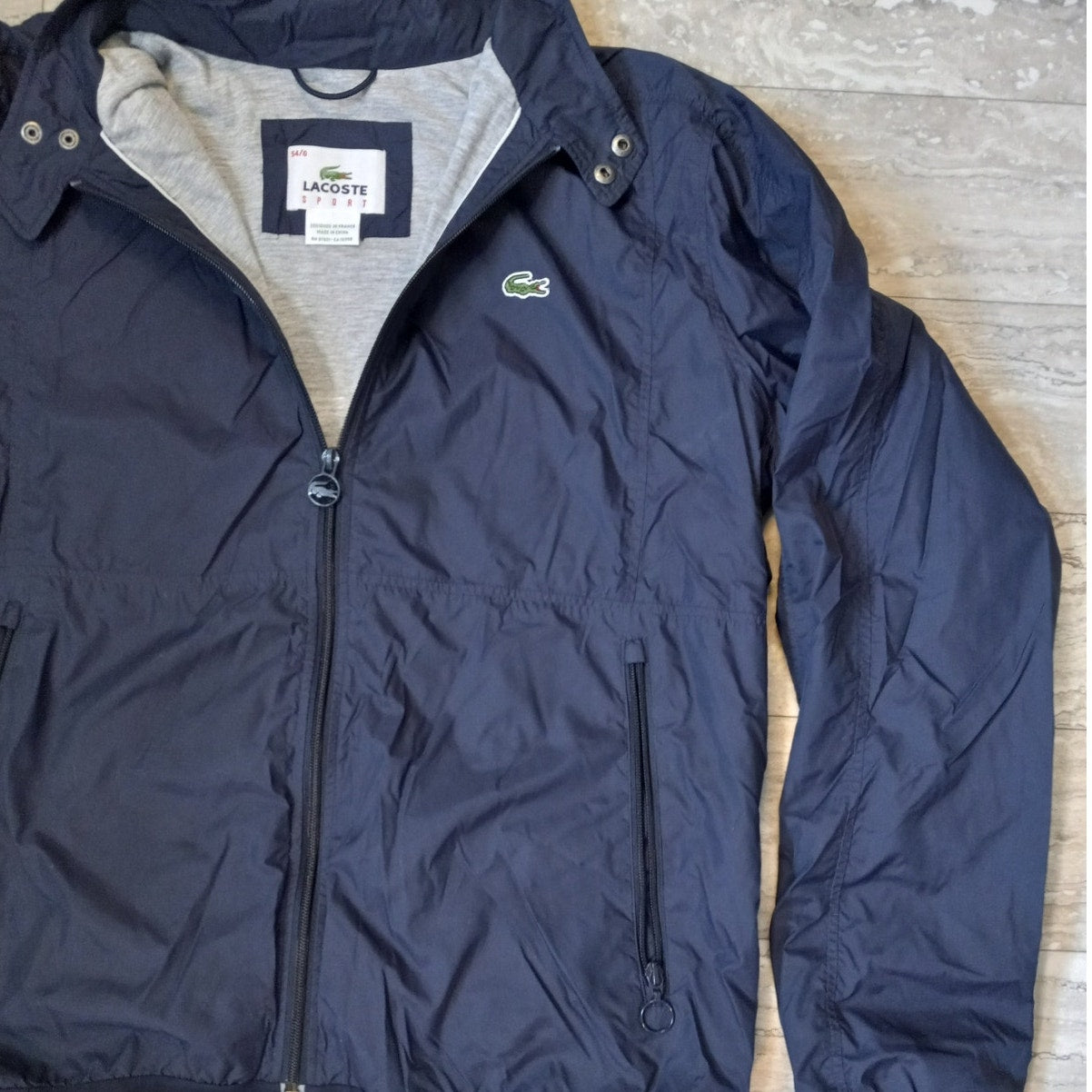 Lacoste Sport dark blue full zip windbreaker light jacket SIZE L