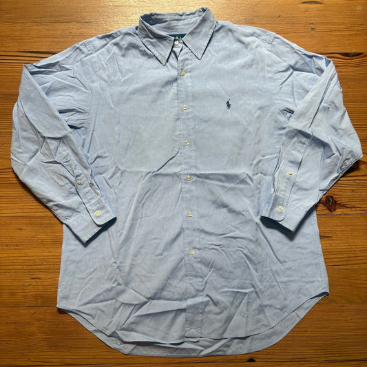Ralph Lauren blue classic fit long sleeve button up mens dress shirt SIZE 16.5