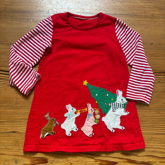 Boden red long sleeve bunny Christmas holiday long sleeve girls dress SIZE 3T