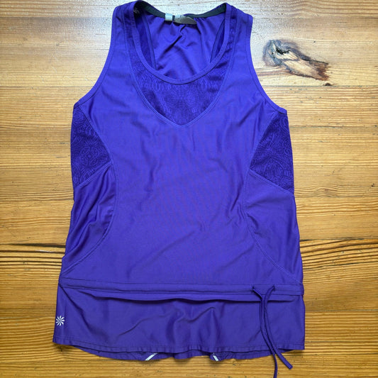 Athleta dark purple lace accents athletic tank top SIZE S