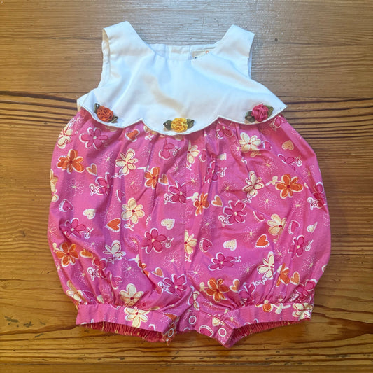 B.T. Kids 90s pink white floral sleeveless bubble one piece SIZE 24M