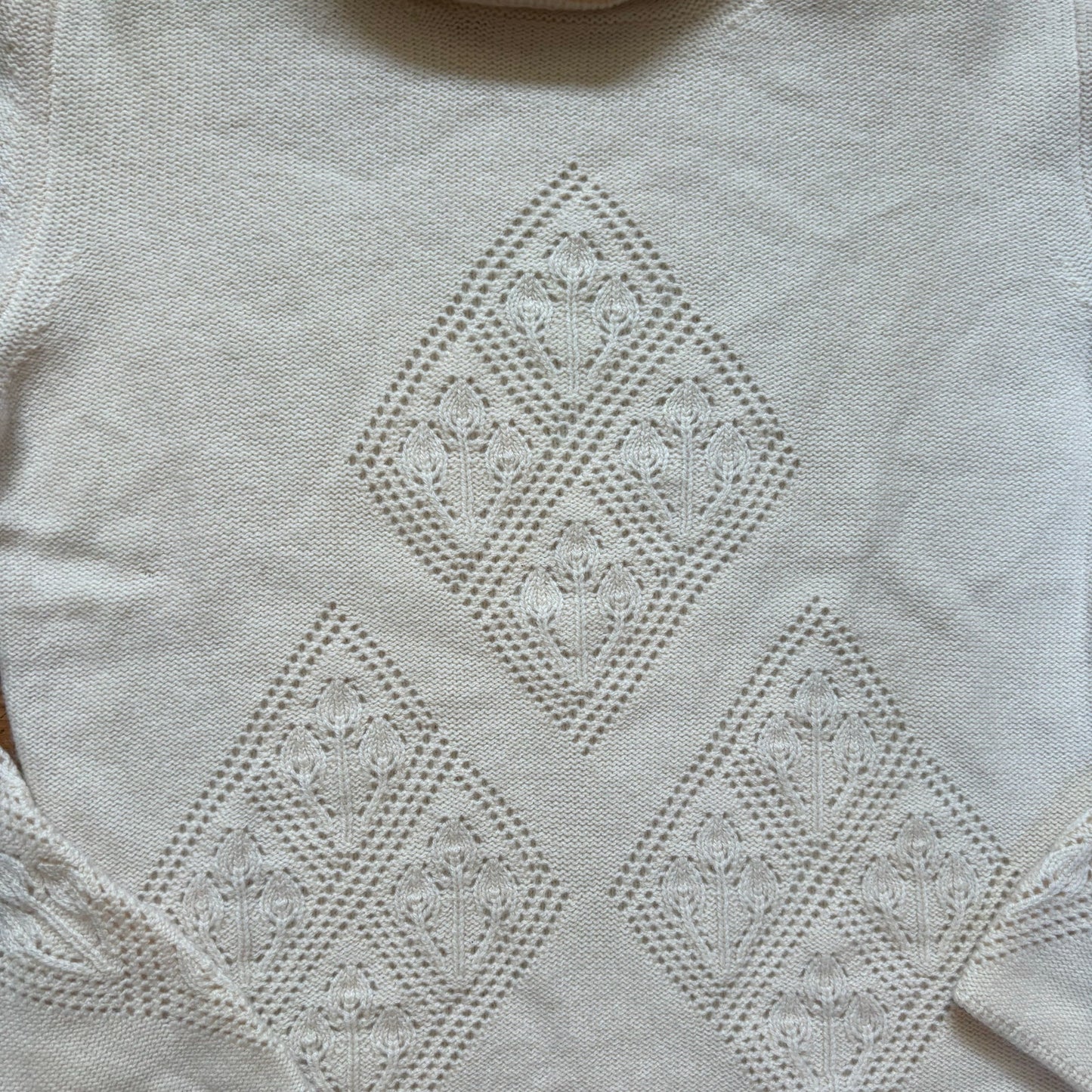 Maria Sartini ivory cashmere turtleneck geometric sweater SIZE XL