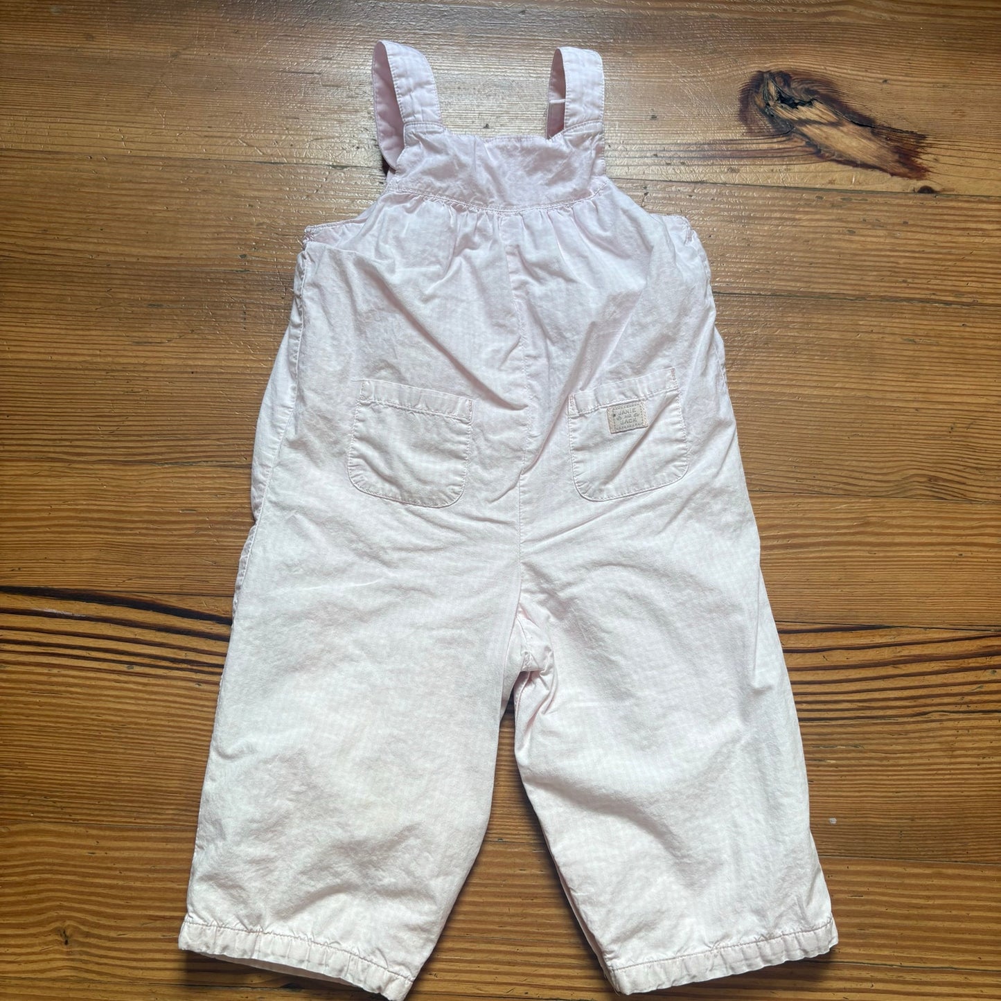 Janie and Jack pink white striped smocked long overall pants SIZE 6-12M