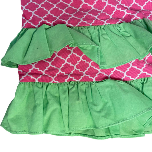 GMS Internacional pink green ruffle corduroy tank dress SIZE 4
