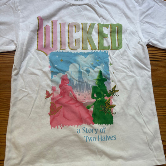 Wicked white graphic short sleeve cotton girls shirt SIZE 7