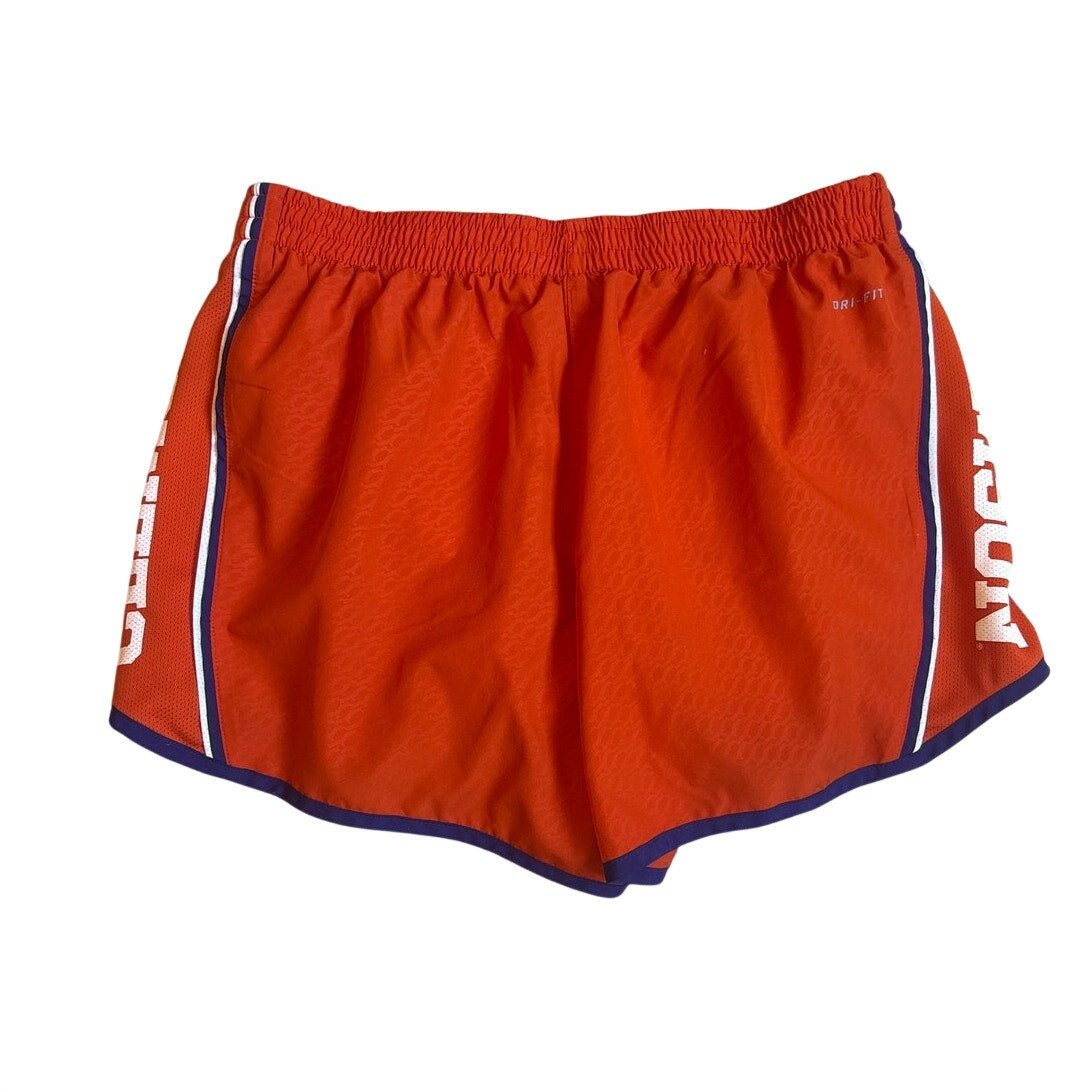 Nike Dri Fit Clemson Tigers orange lined running shorts SIZE L