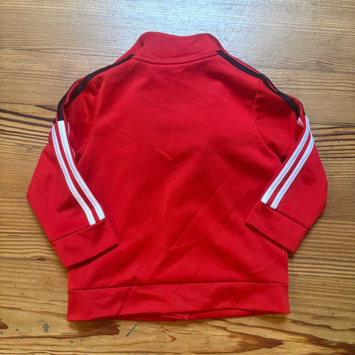 Adidas red logo long sleeve full zip baby sweater jacket SIZE 12M