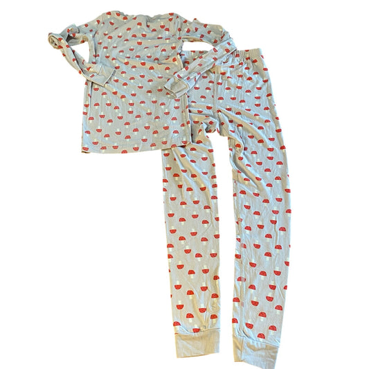 Hanna Andersson beige red mushroom long sleeve pant sleep set SIZE 8