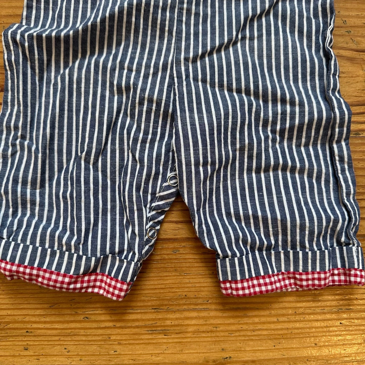 Blue white striped turkey football smocked overall one piece SIZE 3M