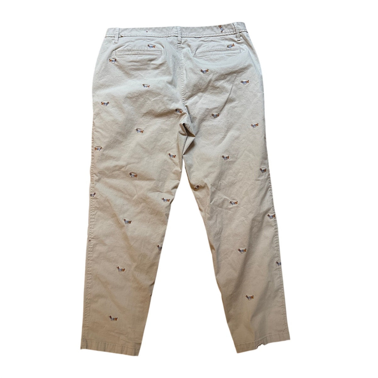 Talbots beige Weekend Chino dachshund embroidered pants SIZE 14