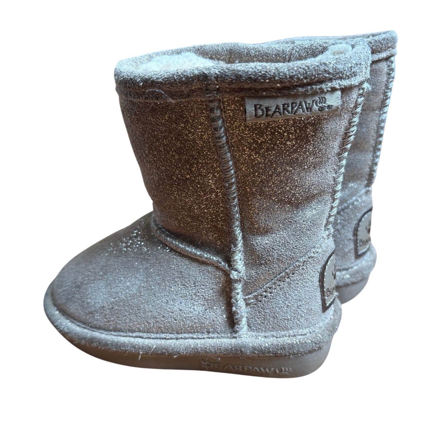 Bearpaw suede gold glitter slip on wool lined winter boot SIZE 5