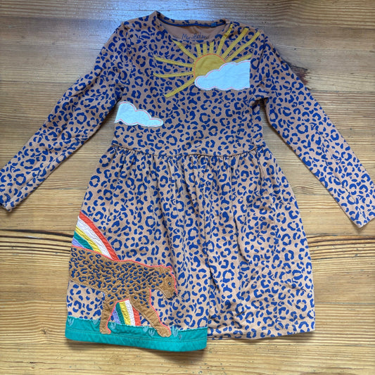 Boden cheetah print animal rainbow embroidered long sleeve girls dress SIZE 7