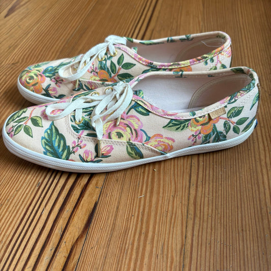 Keds x Rifle Paper Co. pink green floral low top lace womens sneakers SIZE 7