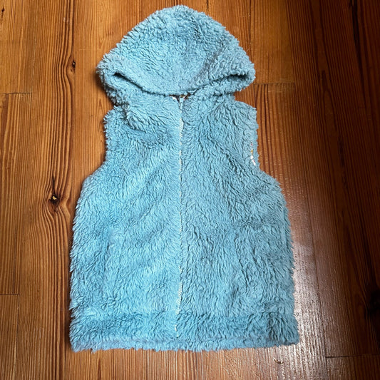Mini Boden light blue fleece hooded vest SIZE 4