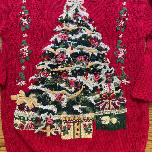 Carolina Colours red knit vintage Christmas holiday sweater SIZE L