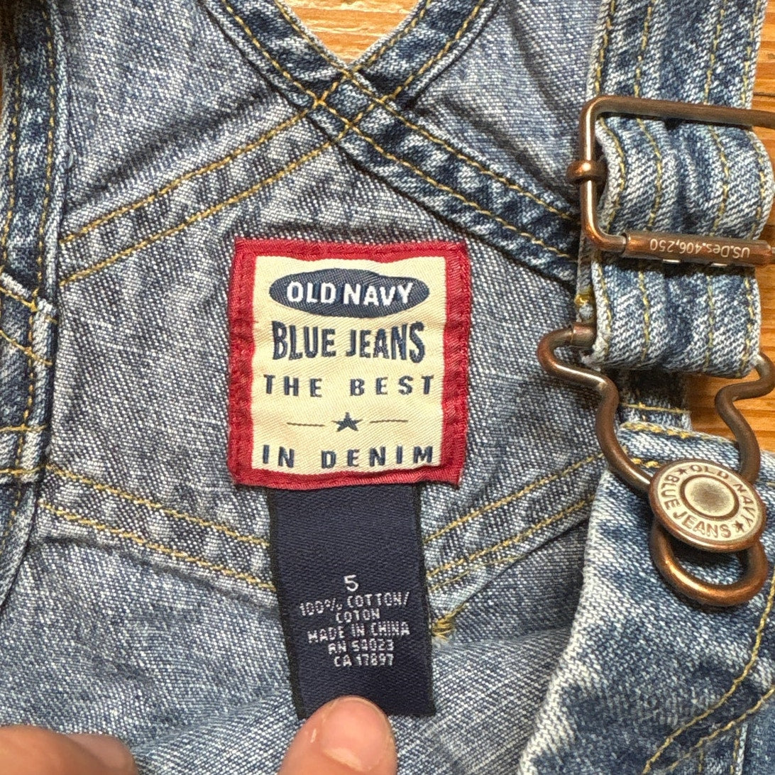 Old Navy 90s medium wash butterfly flare girls overall jeans SIZE 5