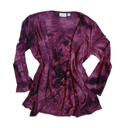 Kim Rogers purple tie dyed sequin long sleeve fairy whimsygoth shirt SIZE SP