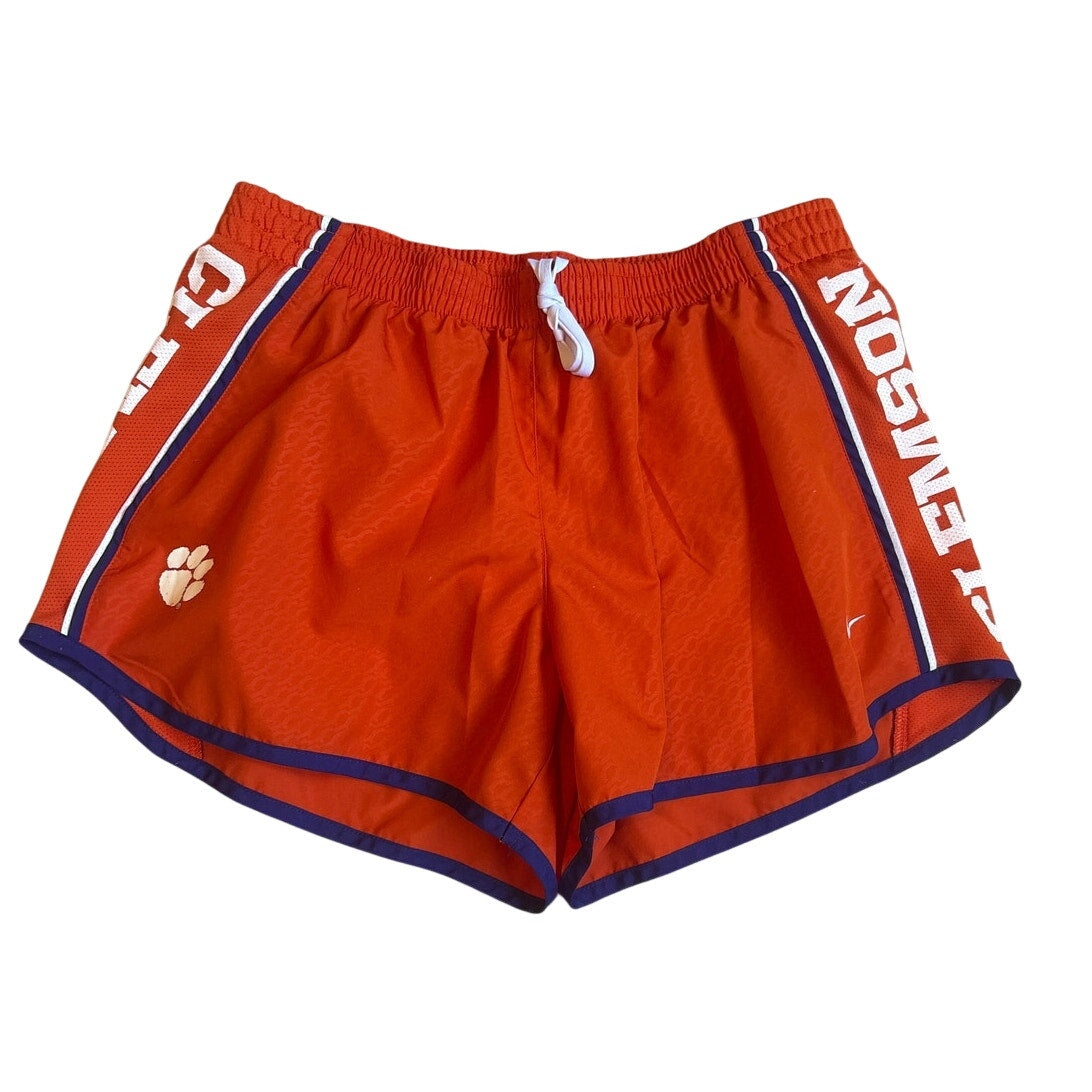 Nike Dri Fit Clemson Tigers orange lined running shorts SIZE L