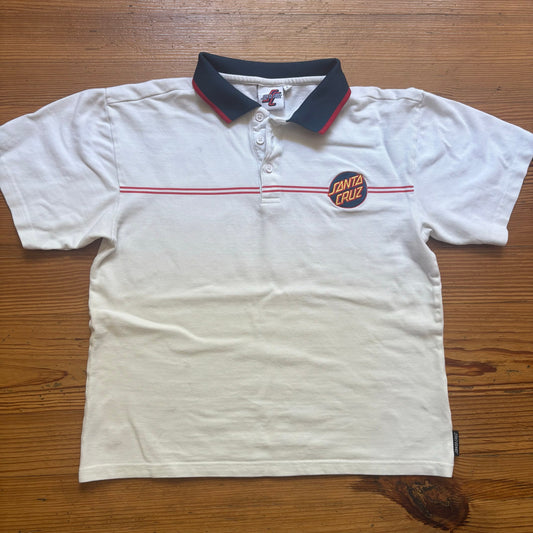 Santa Cruz white patch short sleeve polo womens shirt SIZE S