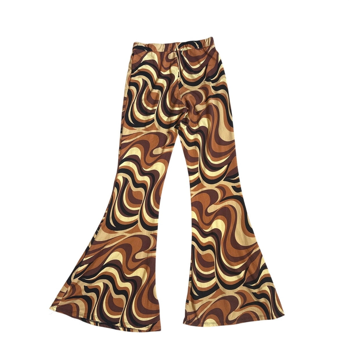 Altar'd State brown 70s marble swirl pull on flare leg stretch pants SIZE S