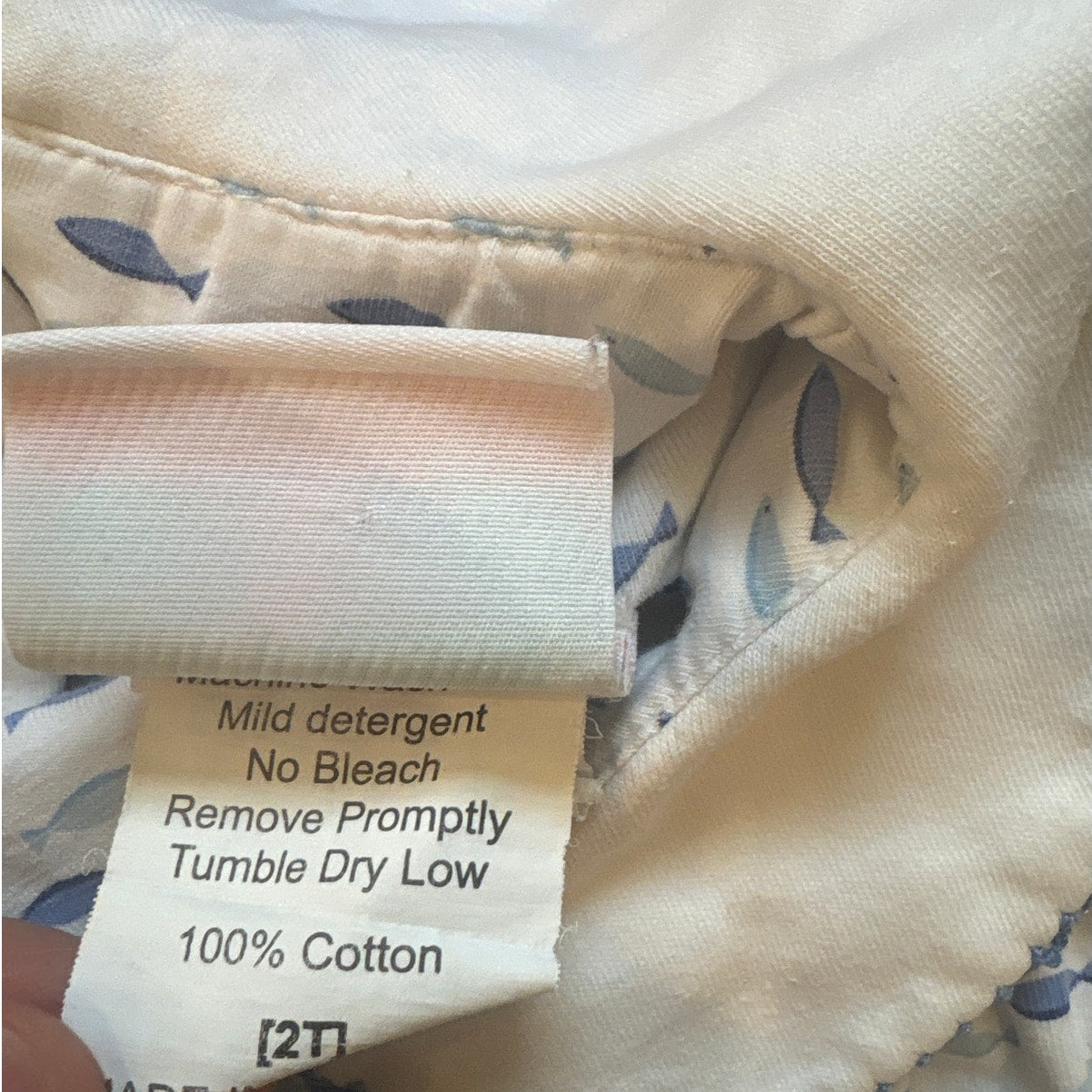 Shrimp & Grits Kids white fish short ruffle sleeve button back shirt SIZE 2T