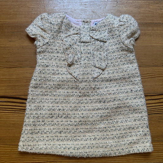 Janie and Jack pink gray tweed ruffle front dress SIZE 12M