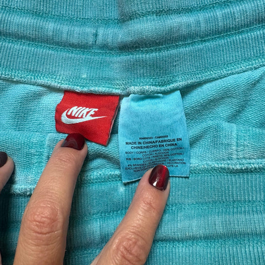 Nike teal blue drawstring elastic wasitband womens sweat shorts SIZE M