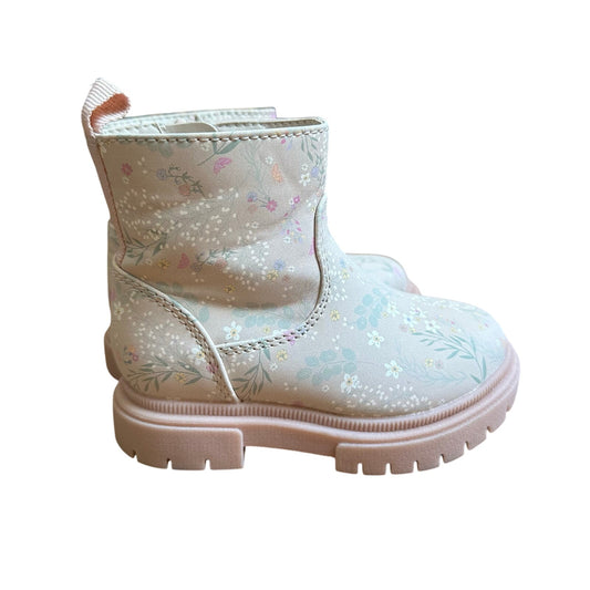 NWOT Cat & Jack light pink floral zipper side booties SIZE 5