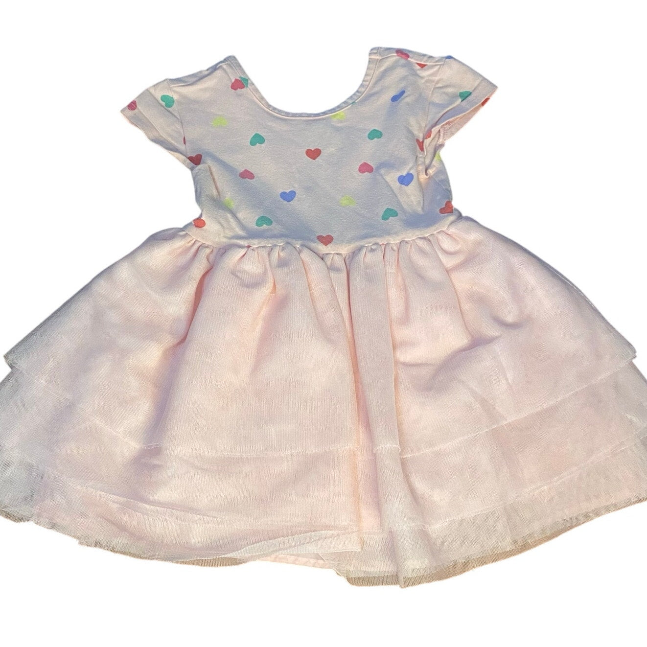 Old Navy blush pink pastel hearts tulle bottom toddler dress SIZE 3T