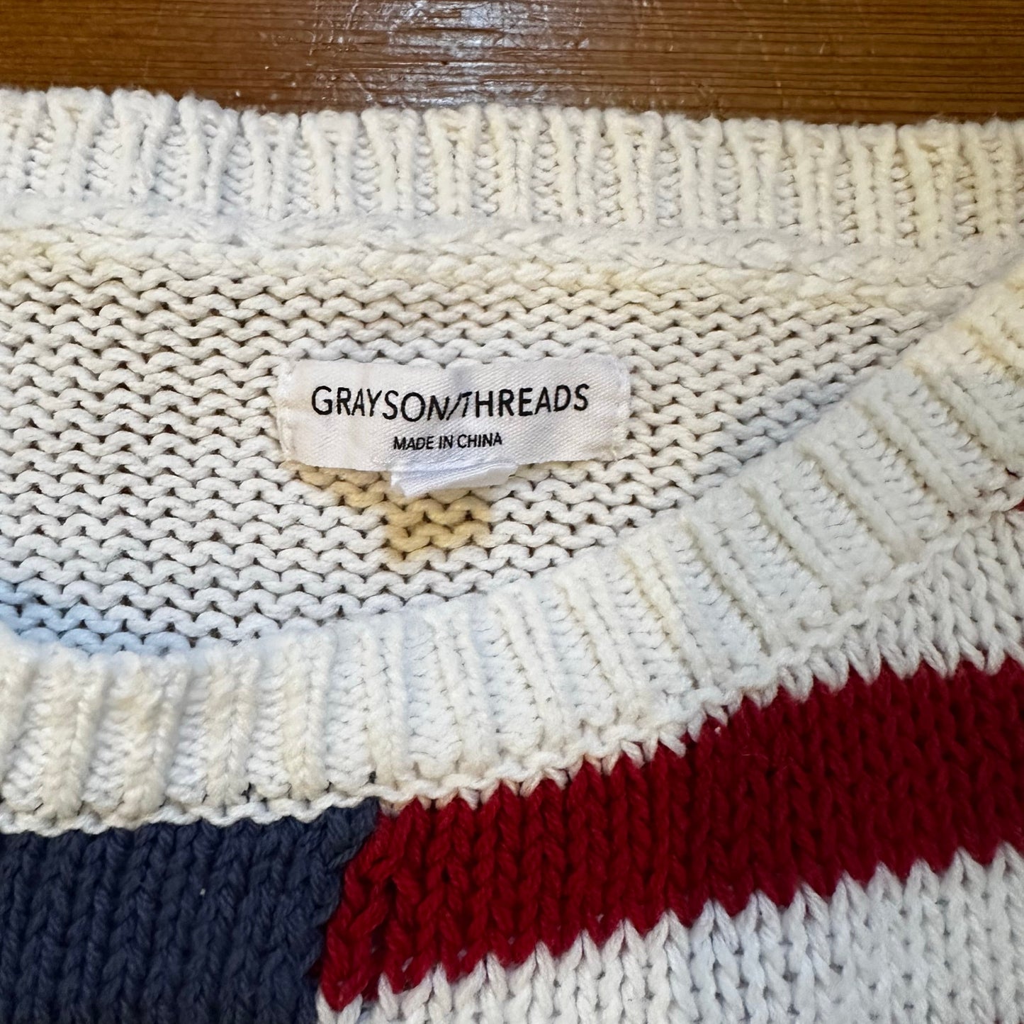 Grayson Threads white American flag knit oversized sweater SIZE XL