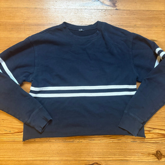 John Galt dark navy blue white striped crew cropped sweatshirt SIZE OS