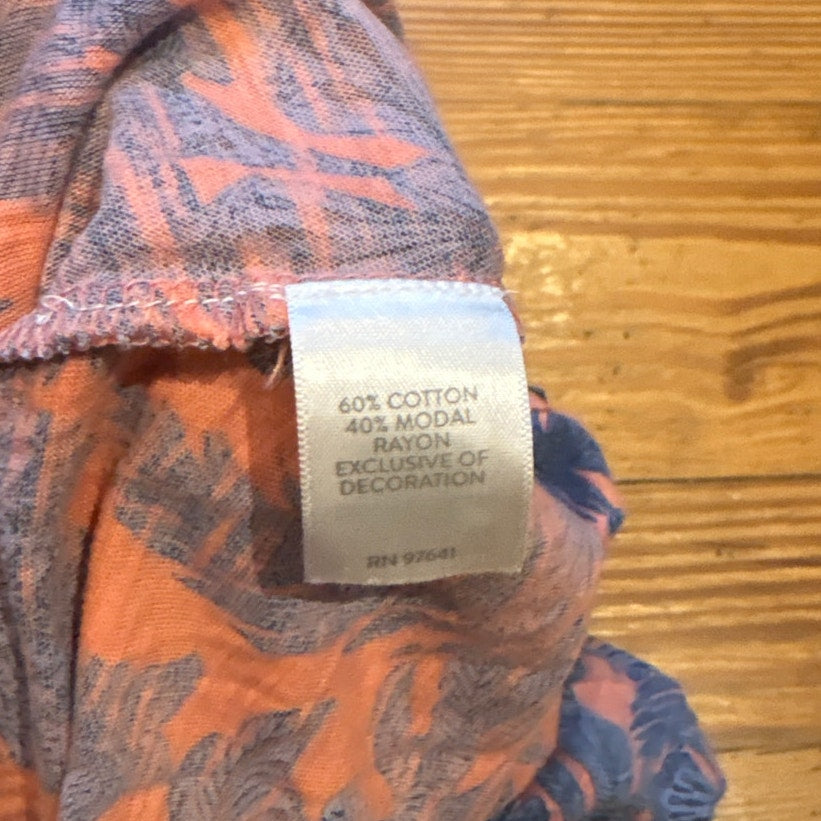 J.Jill blue pink purple floral quarter sleeve tunic shirt SIZE S