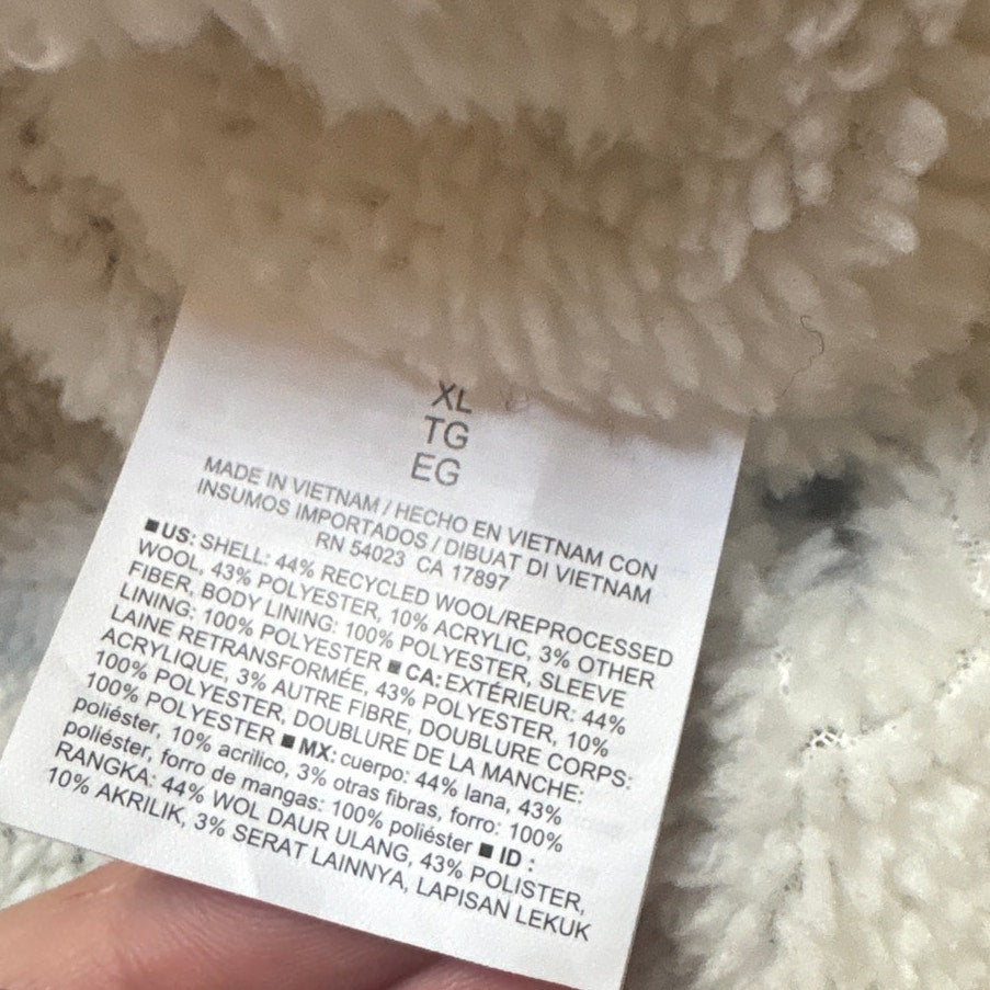 Old Navy blue red plaid wool blend fleece sherpa lined zip bomber jacket SIZE XL