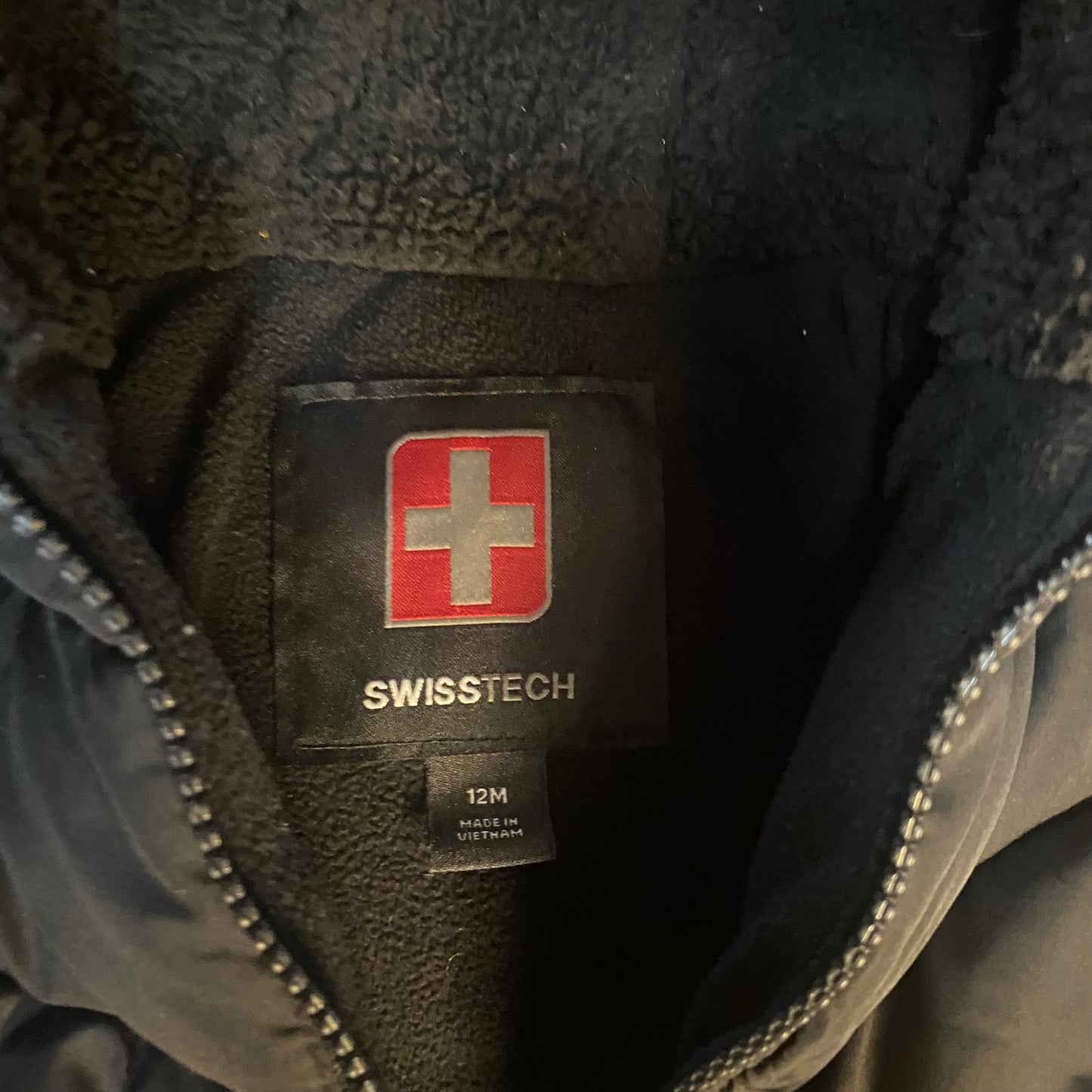 SWISSTECH black puffer hooded full zip baby jacket SIZE 12M