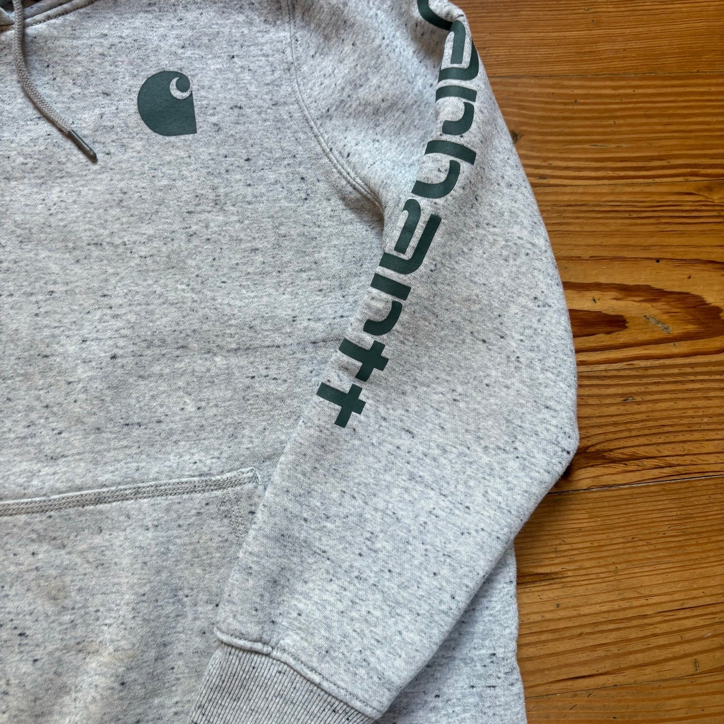 Carhartt light gray dark green logo kids sweatshirt hoodie SIZE XL