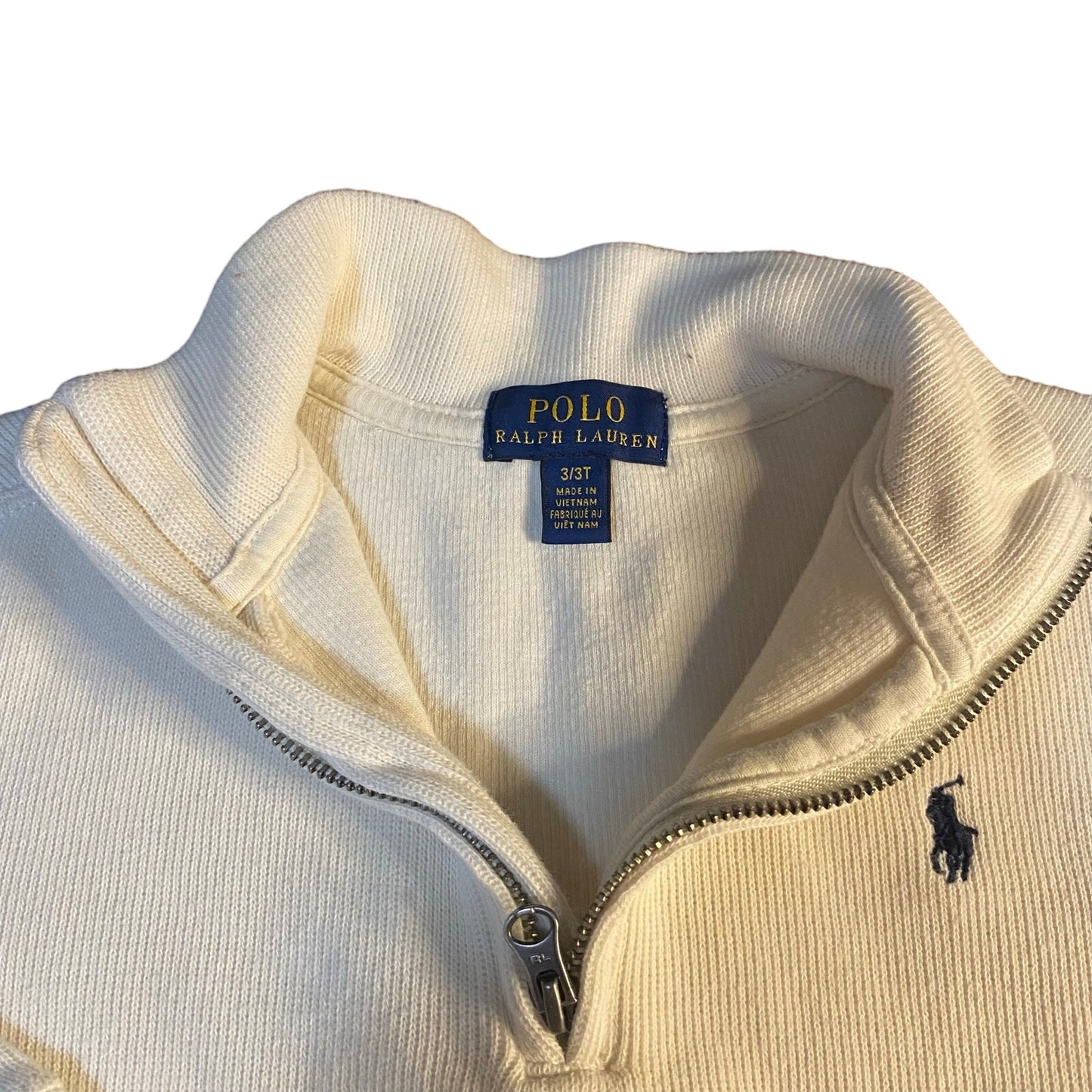 Polo Ralph Lauren white navy pony quarter zip toddler sweater SIZE 3T